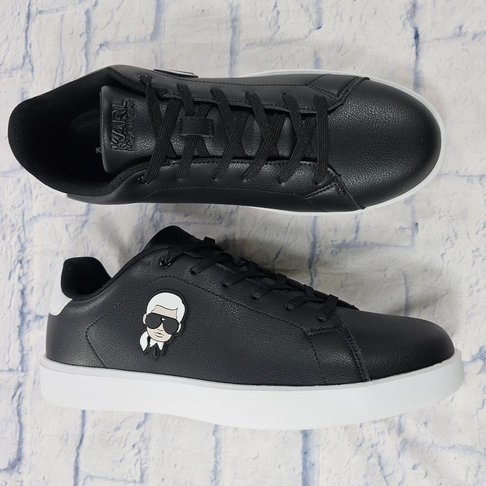 Karl Lagerfeld Sneakers Men 13 Black Karl Character Patch Low Top Designer Shoes